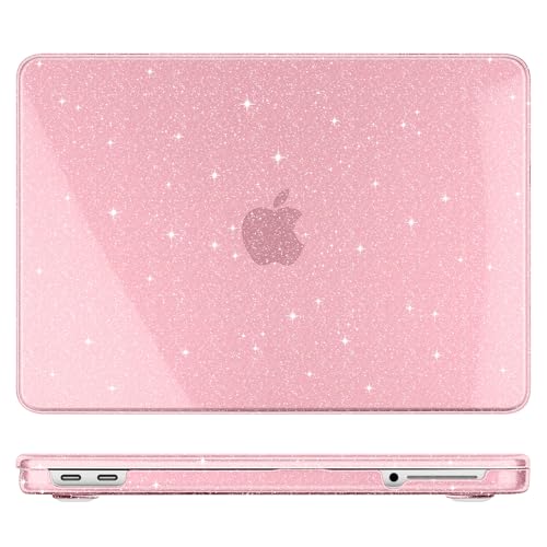 DONGKE Glitter Case for MacBook Neo 13 Inch 2026 (Model A3404 | A18 Pro Chip) | Clear Sparkly Hard Shell Cover with Screen Protector & Keyboard Cover & 2 USB-C Adapters - Bling Pink - color: Bling Pink