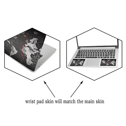 ArtSo Laptop Skin Sticker Decal,16.5” 17” 17.3 inch Laptop Universal Netbook PC Notebook Vinyl Reusable Skin Sticker Cover Art Case Protector Personalized, Free 2 Wrist Pad,World Map - color: World Map