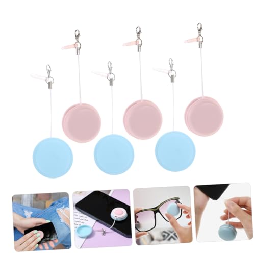Generic 6pcs Mobile Phone Screen Wiping Tool Glass Lens Cleaner Keychain Glasses Cleaner Wipes Eye Glasses Cleaner Tool Screen Cleaner Phone Cleaning Wipes Cell Phone Dust Brush, 3.50X3.50X1.60CM