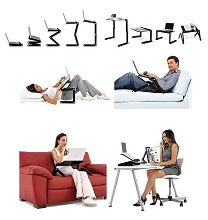 Adjustable Lap Laptop Computer Portable CPU Cooling Fan Ergonomic Vented Table Stand Desk Tray (480 * 260mm with Mouse Pad & Double Fans, Pink) - color: Pink, size: 480*260mm with Mouse Pad & Double Fans