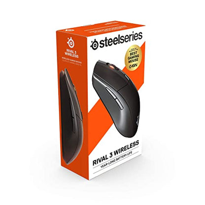 SteelSeries Rival 3 Wireless Gaming Mouse – 400+ Hour Battery Life – Dual Wireless 2.4 GHz and Bluetooth 5.0 – 60 Million Clicks – 18,000 CPI TrueMove Air Optical Sensor,Black - color: Grey