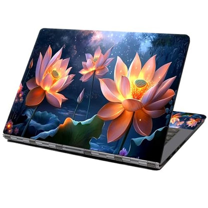 Laptop Skin Sticker Decal 12" 13" 13.3" 14" 15" 15.6",Waterproof Scratch Resistant Vinyl,Reusable Easy to Apply,for MacBook HP Dell Notebooks Netbooks Laptop,2 Wrist Pads,Cute Pink Lotus - color: Cute Pink Lotus