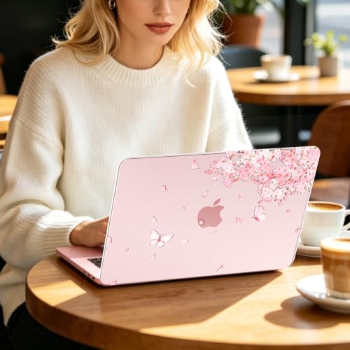 Feams for MacBook Neo 13 Inch Case 2026 A3404, Stylish Protective Clear Case Hard Shell Transparent Cover for MacBook Neo 13 Inch 2026 (A18 Pro Chip) with Keyboard Cover, Pink Blossom - color: Pink Blossom