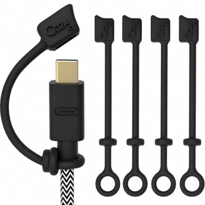 Cozy USB C Cable Dust Caps with Tether, Protection from Oxidation, Portable Travel Adapter Cover, Black, 5-Piece - color: USB-C (5) Black