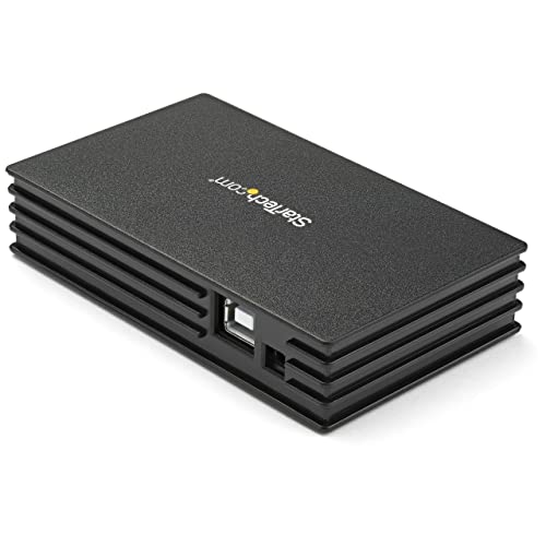 StarTech 4-Port USB 2.0 Hub, Bus or Externally Powered, TAA (ST4202USB) | Compact black, 480Mbps, USB Powered or included power adapter, Portable Mac PC laptop, USB 1.1 backward compatible