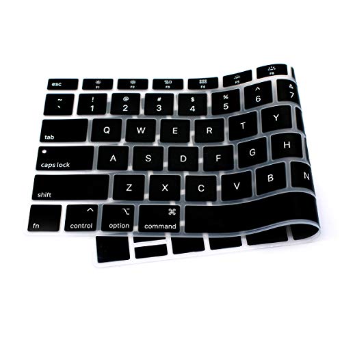 Se7enline Compatible with MacBook Air 13 inch 2018/2019/2020/2021/2022/2023/2024 Keyboard Cover M1 A2337/A2179 Soft Silicone Protective Skin Protector for MacBook Air 13-inch Touch ID US Layout, Black | Silicone Waterproof Dustproof Durable Washable Lapto