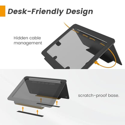 Tablet Desk Stand, All Metal 30 Ergonomic with Security Cable Lock for Office, POS Counter, Reception - Compatible with iPad 10th (10.9"), Pro 11", Air 4/5, Air 11" (M2/M3/M4), iPad 11" (A16) - color: Black