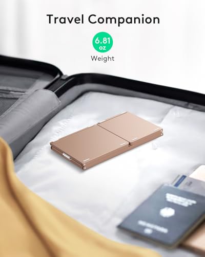 Samsers Foldable Bluetooth Keyboard with Touchpad, Ultra Slim Compact, Pink | Multi-touch Trackpad, Full Size, Phone Holder, USB-C Charging, 1 Device, for Android Windows iOS Mac OS, Mobile Productivity - color: Rose Gold, size: 1-Device