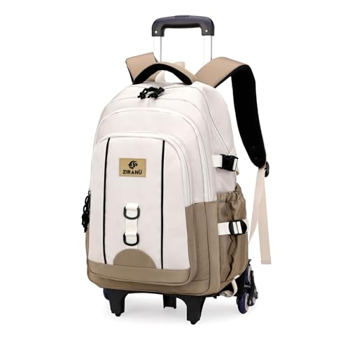 Rolling Backpack for Boys Elementary Middle School Bags, Boys Carry-on Roller Backpack for Kids with 6 Wheels, Khaki - color: 6 Wheels-khaki