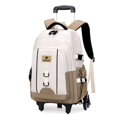Rolling Backpack for Boys Elementary Middle School Bags, Boys Carry-on Roller Backpack for Kids with 6 Wheels, Khaki - color: 6 Wheels-khaki