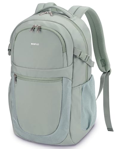 ECOHUB Travel Backpack for Women, 17.3 inch Suspended Laptop Backpack, Fashion Water-Resistant 28L Personal Item Bag with 12 Pockets for Causal, Work, Green - color: Green