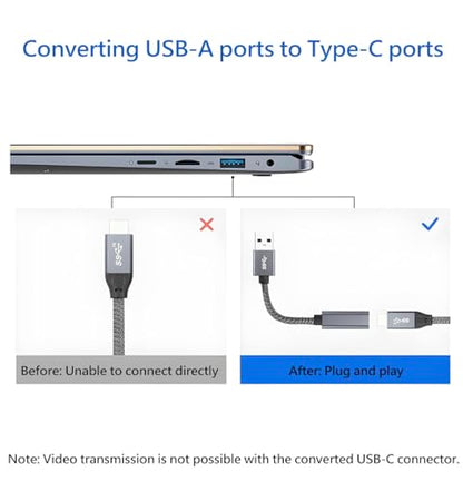 [10Gbps] High-Speed A to C Adapter with USB to USB C Cable, Female – 60W Fast Charging and Data Transfer Compatible with Laptop, PC, Flash Disk, Charger (0.41 ft Grey) - color: Grey 0.41ft (Pack of 1)