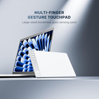 Wireless Trackpad, Tempered Glass Surface with Multi-Touch, Rechargeable Slim USB Windows Touchpad with High Precision Navigation for Windows8/ 10/11 Desktop/Laptop/Notebook Computer PC - color: White