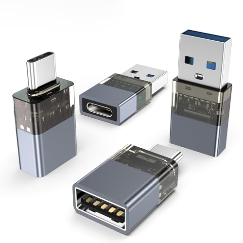 Basesailor USB to USBC Adapter 4Pack USBC to USB 3.0 OTG Charger Converter | Type C Female to USB A Male for MacBook Pro M5,iPhone 17 16 15 14 Series,Galaxy S26 25 Ultra,Z Fold/Flip7,Tab S11,Pixel 10 - size: Adapter Combo Type, style: Translucent