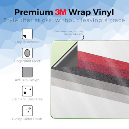 Glossy Glitter Laptop Skin Compatible with Apple MacBook Neo - Slant Stripes - Premium 3M Vinyl Protective Wrap Decal Cover - Easy to Apply | Crafted in the USA by MightySkins - color: Slant Stripes, size: MacBook Neo Full Cover Skin, style: Glossy Glitte