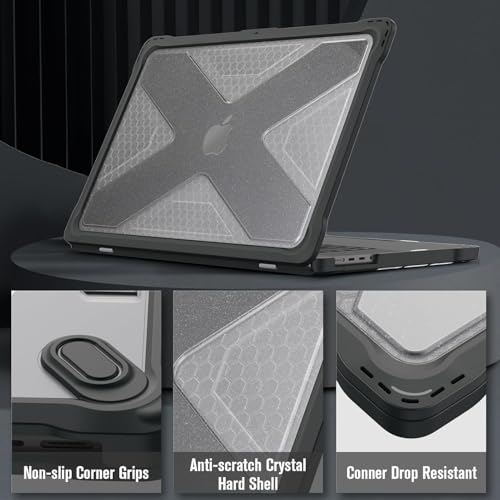Fintie Case for MacBook Pro 14 Inch A3426 A3427 A3434 A3401 A3185 A3112 A2992 A2918 A2779 A2442 with M5 M4 M3 M2 M1 Chip (2021-2026) - Heavy Duty Rugged Hard Shell Cover, Glittering - color: Glittering