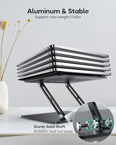 LOXP Adjustable Laptop Stand for Desk, Aluminum Computer Stand | Aluminum Ventilated Colling Laptop Riser Holder Mount Compatible with MacBook Pro Air, HP, Dell 10-15.6" All Laptops