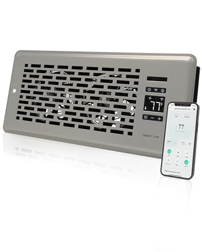 Howeall 4" x 10 inch Quiet Register Booster Fan - Upgrade Smart Register Vent with Remote Control and Dual Intelligent Thermostat Control - Heating Cooling Vent Fan Booster,Satin Nickel - color: Satin Nickel, size: 4" x 10"