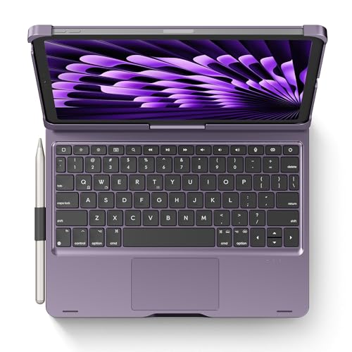 Keyboard Case iPad 10th 11th, Pro 11, Air 11" (M2-M4), (5th 4th Gen) Purple | Pekarejue 360° Rotatable, Trackpad, Backlit, Pencil Holder, Fit iPad A16, Air 11/10.9 inch, Pro 11" (1st-4th Gen, 2022-2018) - color: Metallic Purple, size: iPad 11th/10th Gen,A