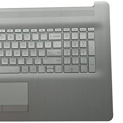Replacement for HP 17 by 17-by 17CA 17-CA Laptop Upper Case Palmrest Non-Backlit Keyboard Touchpad Assembly Non-ODD Part L26986-001 6070B1308113 Top Cover Sliver 2020 Year