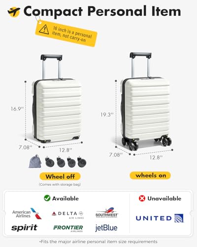 Lekesky 18 Inch Expandable Carry On Luggage Airline Approved, Beige | Durable ABS, Small Underseat Carry-on Luggage with TSA Lock Spinner Wheels, Personal Item Luggage Removable Wheels for Travel - color: D-Beige, size: 18 Inch