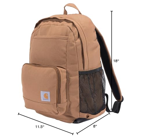 Carhartt 23L Single-Compartment Backpack, Durable Pack with Laptop Sleeve and Duravax Abrasion Resistant Base, Carhartt Brown - color: Carhartt Brown