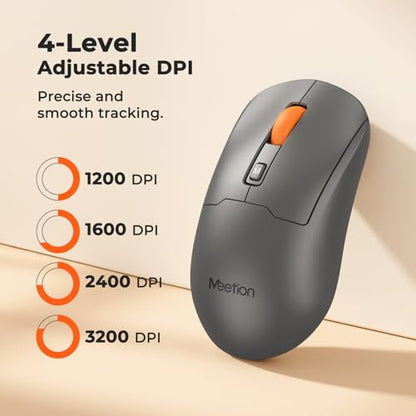 MEETION Wireless Keyboard and Mouse, Silent Full Size Multi-Device Bluetooth Keyboard and Mouse, 9 Multimedia Hotkeys, 3200 DPI Optical Mouse, 90% Less Noise, for Windows Mac PC Desktop Laptop, Black