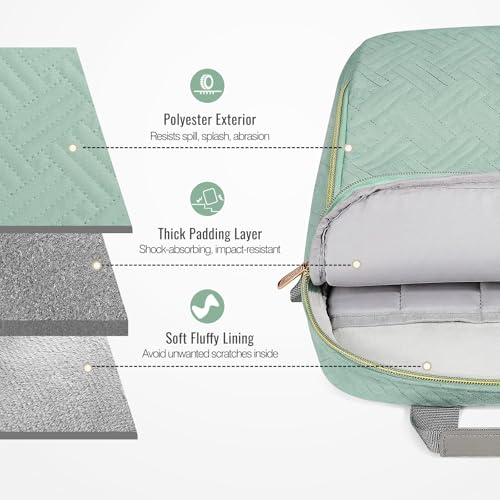 MoKo 13-14 Inch Puffy Laptop Sleeve Shoulder Bag Carrying Case with Handle | Fits Mac Air 13-inch M5, Mac Neo A18 Pro, Mac Pro 14-inch M5/M4/M3/M2/M1 and Surface 13.8-inch, Light Green - color: Light Green, size: 13.3-14 Inch