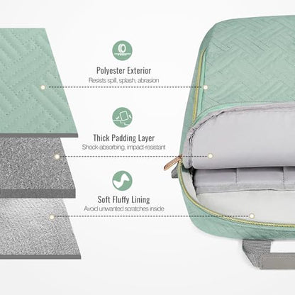MoKo 13-14 Inch Puffy Laptop Sleeve Shoulder Bag Carrying Case with Handle | Fits Mac Air 13-inch M5, Mac Neo A18 Pro, Mac Pro 14-inch M5/M4/M3/M2/M1 and Surface 13.8-inch, Light Green - color: Light Green, size: 13.3-14 Inch