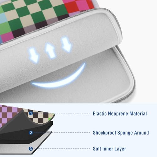 MOSISO Laptop Case 13.3 inch, 13-13.3 inch Laptop Sleeve with Small Case | Compatible with MacBook Neo/Air 13.6/Pro 13/Pro 14, HP Dell ASUS Lenovo, Neoprene Computer Sleeve Bag, Colorful Checkerboard