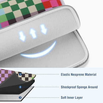 MOSISO Laptop Case 13.3 inch, 13-13.3 inch Laptop Sleeve with Small Case | Compatible with MacBook Neo/Air 13.6/Pro 13/Pro 14, HP Dell ASUS Lenovo, Neoprene Computer Sleeve Bag, Colorful Checkerboard