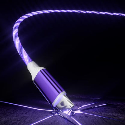 IHAO USB C to C Charger Cable PD Fast Charge and High Speed Sync Visible Starry LED Current Flowing Compatible with All USBC Device-Starry Purple C to C 39Inches - color: Starry Purple C to C