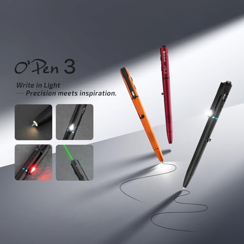 OLIGHT O'Pen 3 EDC Pen Light, 120 Lumens LED Flashlight with Green Beam, 4-in-1 Bolt Action Pen with Nib & Clip Light, USB-C Rechargeable for Writing, Presentation, Inspection and Outdoor (Wine Red) - color: Wine Red