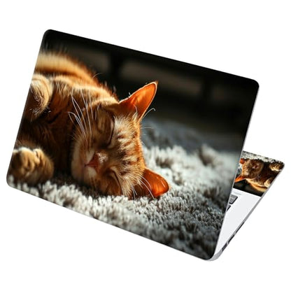 Universal Laptop Skin Sticker with 2 Wrist Pad Decals, 3-Piece Removable Vinyl Laptop Cover, Sleep Cat Waterproof Anti-Scratch, Easy-Trim Fit for 13.3" 14" 15.6" Laptops - color: Sleep Cat