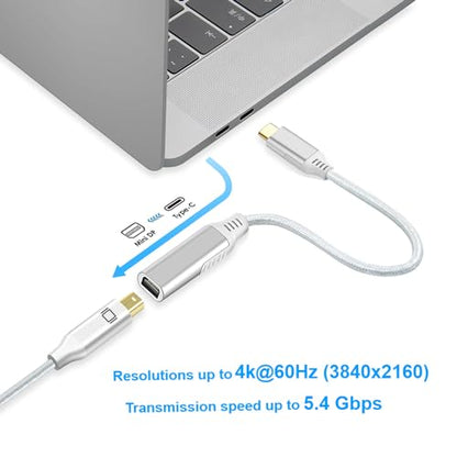 USB-C to Mini Displayport,4K@60Hz USB C to Mini DisplayPort Adapter | Nylon,Compatible with MacBook Pro 2016-2023/Air,ChromeBook