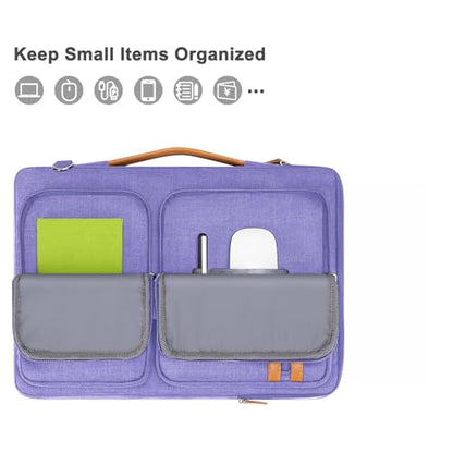 MOSISO 360 Protective Laptop Bag, Computer Bags | Laptop Sleeve Bag with Trolley Sleeve&2 Rectangle Pockets&Handle - color: Purple, size: 16 inch