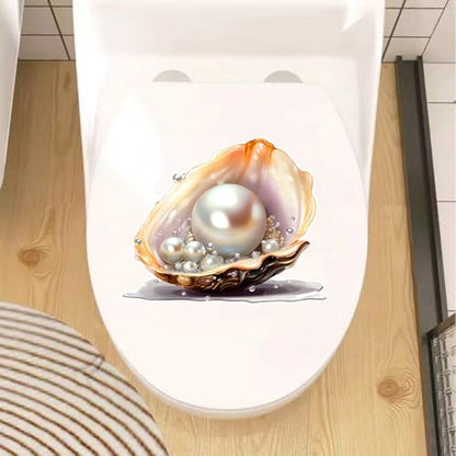 Pearl Oyster Shell Vinyl Decal Sticker, 10.6 x 8.6 in, Waterproof, for Cars, Laptops, Glass, and Walls, 2-Piece Set #MT010A
