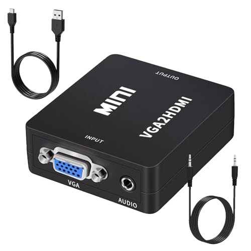 VGA to HDMI Adapter with Audio, VGA to HDMI Converter, for Computer/Laptop to Monitor/TV