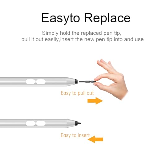 Stylus Pen for HP Omnibook/Envy/Spectre/Pavilion x360, 1024 Pressure | MPP 1.51 Stylus Pen with Palm Rejection, 2500H Battery Digital Pen with Eraser for Drawing/Note-Taking, AAAA Battery Included - color: Platinum