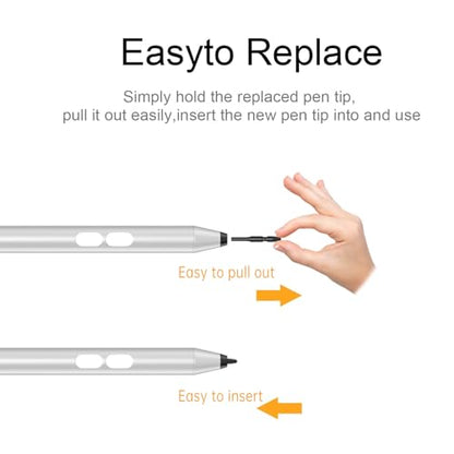 Stylus Pen for HP Omnibook/Envy/Spectre/Pavilion x360, 1024 Pressure | MPP 1.51 Stylus Pen with Palm Rejection, 2500H Battery Digital Pen with Eraser for Drawing/Note-Taking, AAAA Battery Included - color: Platinum