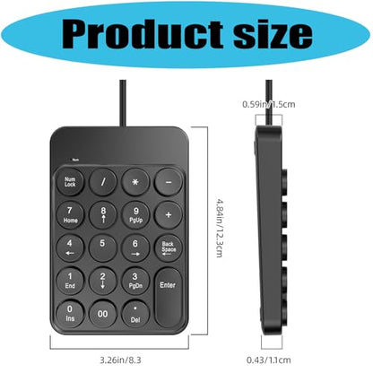 19 Wire Mechanical Numeric Keypad USB Number Pad Suitable for Finance Business Laptop Notebook Numeric Keyboard USB Number Pad Quiet Typing Portable Keypad Ergonomic Design