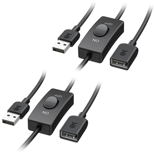 Cable Matters 2-Pack USB On Off Switch, USB Power Switch, 3ft | Supports Data and Power, USB-A Extension Cable with On/Off Switch - size: 3 ft