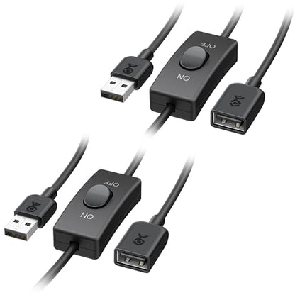Cable Matters 2-Pack USB On Off Switch, USB Power Switch, 3ft | Supports Data and Power, USB-A Extension Cable with On/Off Switch - size: 3 ft