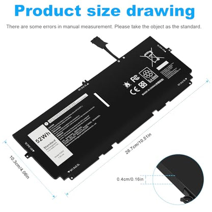 Fancy Buying 52Wh 722KK FP86V Laptop Battery for Dell XPS 13 9300 XPS 13 9310 XPS 13 9380 P117G P117G002 P117G001 Series Notebook 0WN0N0 WN0N0 02XXFW 2XXFW - size: 10.51*4.06*0.16inch