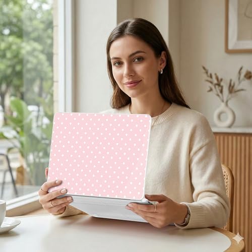 MEEgoodo 4-in-1 Printed Case for MacBook Neo 13 inch 2026 Release Model A3404, Laptop Hard Shell Cases with Keyboard Skin & Screen Protector & Webcam Covers, Pink & Polka Dots - color: Pink & Polka Dots
