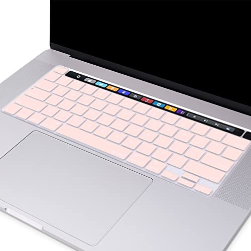 MOSISO Keyboard Cover Compatible with MacBook Pro 13 inch M2 2023, 2022, 2021 2020 M1 A2338 A2289 A2251&Compatible with MacBook Pro 16 2020 2019 A2141 Touch ID,Protective Silicone Skin, Chalk Pink - color: Chalk Pink