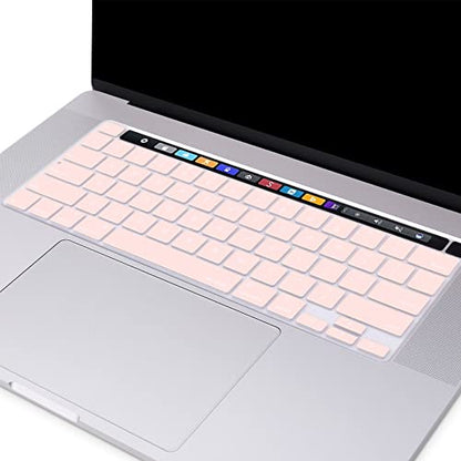 MOSISO Keyboard Cover Compatible with MacBook Pro 13 inch M2 2023, 2022, 2021 2020 M1 A2338 A2289 A2251&Compatible with MacBook Pro 16 2020 2019 A2141 Touch ID,Protective Silicone Skin, Chalk Pink - color: Chalk Pink