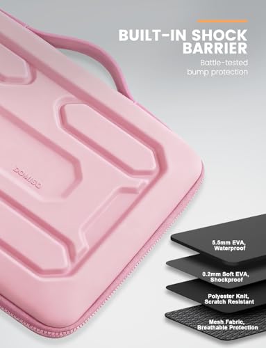 DOMISO 13.3 inch Laptop Sleeve with Handle Shockproof Computer Bag Waterproof EVA Protective Carrying Case for 13-13.3 inch Notebooks/13 MacBook Air/MacBook Pro Retina/Dell XPS 13/HP, Pink - color: Pink, size: 13.3 inch