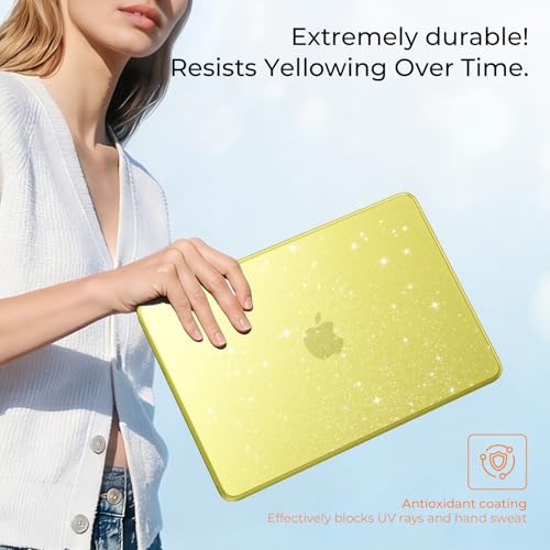 EooCoo for MacBook Neo Case 13 inch 2026, 100% Match Color, Sparkly Citrus | Lightweight, Protective Hard Shell Case & Keyboard Cover & Screen Film, Model A3404 with A18 Pro Chip - color: Sparkly Citrus