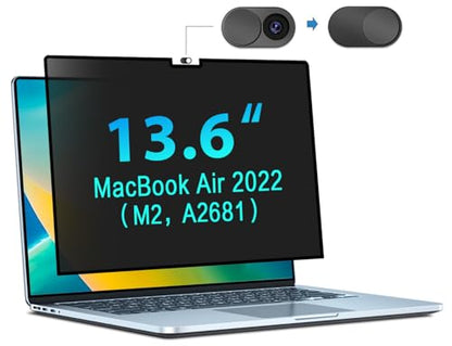 STARY Privacy Screen for MacBook Air 13.6 & 13 Inch(2022,2023,2024, M2, M3) Removable Laptop Privacy Filter with Matte Anti-Glare Blue Light Protector